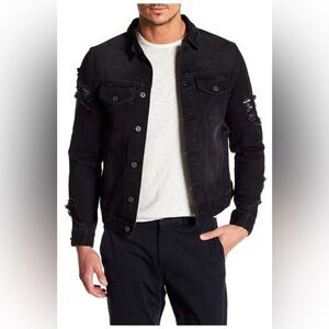 Men's Request Premier Distressed Black Denim Jacket
